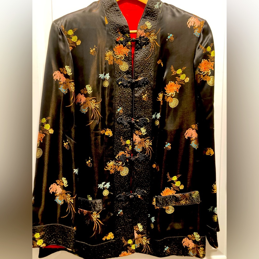 Vintage Chinese pure silk jacket, unisex, reversible